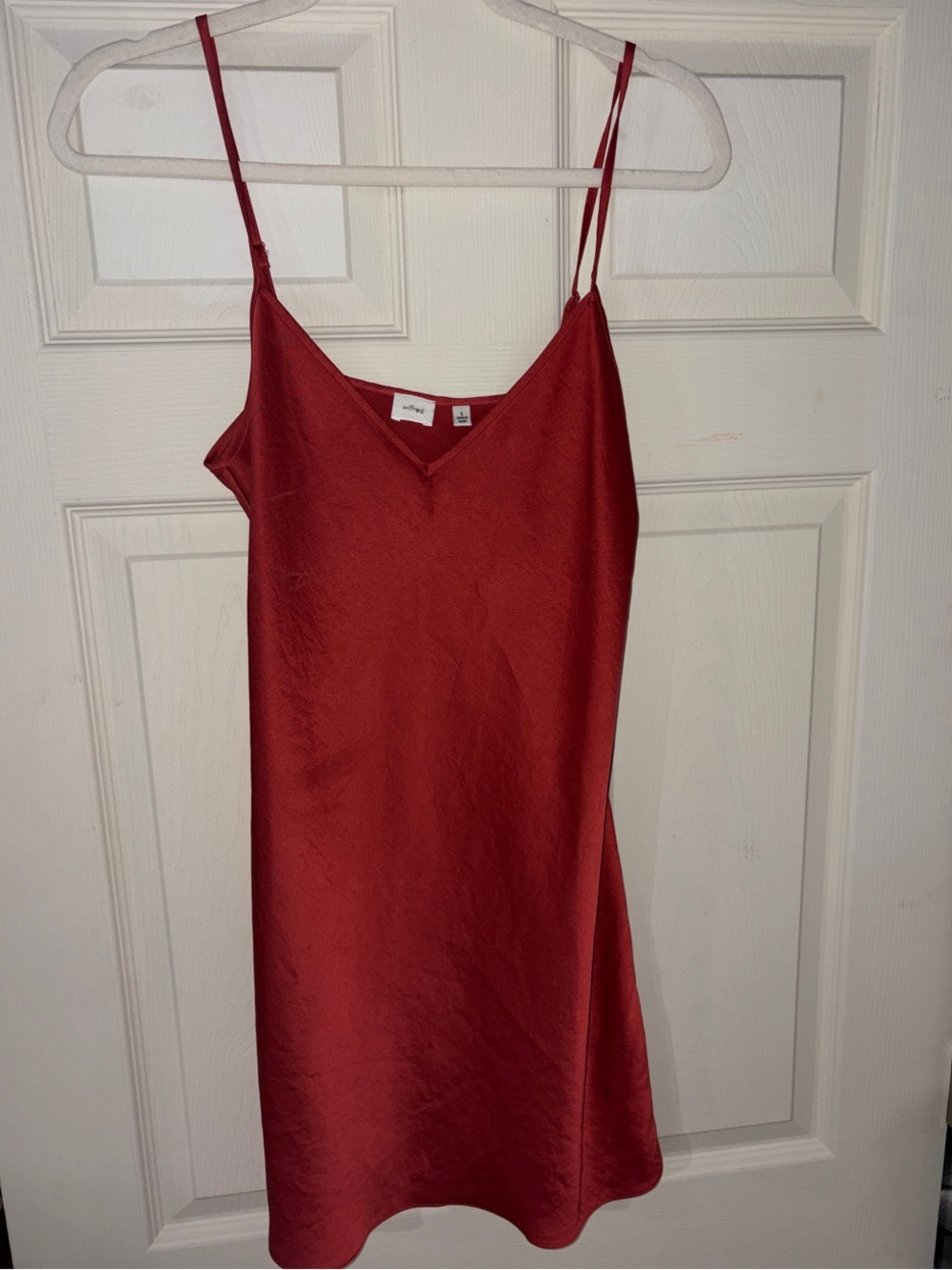 Wilfred Brick Red V-Neck Satin Slip Top
